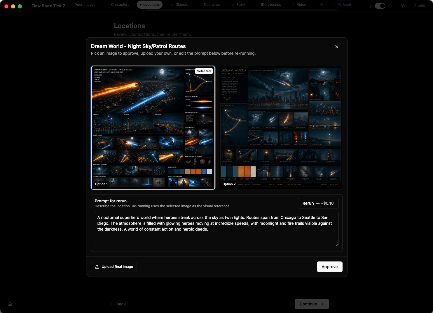 Fiction.show locations — generate and approve a reference sheet for each setting in your story